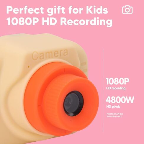 Kids Digital Camera 32G Card 1080P 8X Zoom Toddler Camera Kids Video Camera Kids Digital Camera Children Digital Camera Selfie Camera Toy Digital Camcorder Toy for Children (Beige) in Kuwait