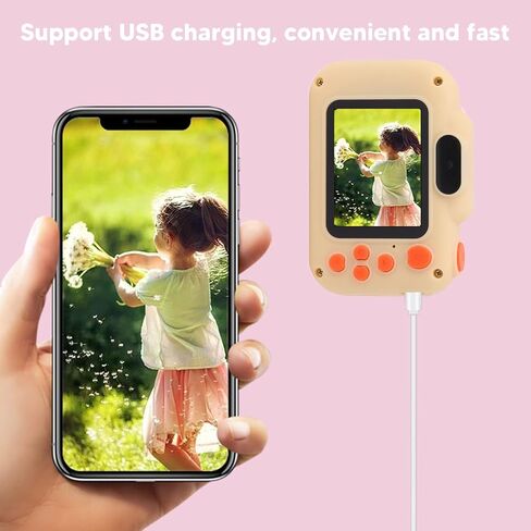 Kids Digital Camera 32G Card 1080P 8X Zoom Toddler Camera Kids Video Camera Kids Digital Camera Children Digital Camera Selfie Camera Toy Digital Camcorder Toy for Children (Beige) in Kuwait