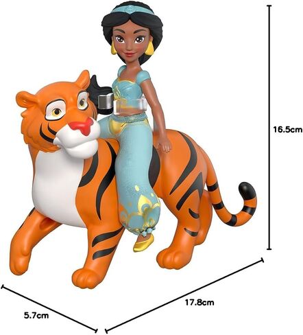 Mattel Disney Princess Jasmine Small Doll and Rajah Tiger Figure with Seat, from Mattel Disney Movie Aladdin in Saudi Arabia