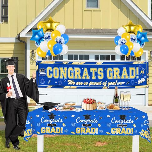 45 قطعة لافتة تخرج 2024، لافتة تهنئة التخرج مع بالونات التخرج، لافتة تخرج فئة 2024 ديكورات، ديكورات خارجية للتخرج، مستلزمات حفلات التخرج الجامعية، أحمر وأبيض وأزرق in Kuwait