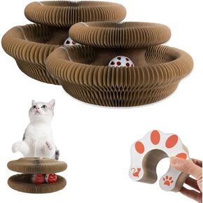 2 Pack Magic Organ Cat Toy, Interactive Scratching Board with a Ball, Magic Organ Cat Scratcher, Foldable Accordion Toy, Mental Physical Training Exercise for Indoor Cats