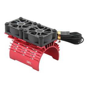 HURRISE RC Motor Heatsink Cover, RC Motor Fan Cooling Heatsink 36mm Dual Cooling Fans 8.4V Plastic 263mm Extension Cable for Upgrade (Red)