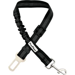 PETSPLAZA Dog Seat Belt, Retractable Dog Car Harness Adjustable Dog Seat Belt for Vehicle Nylon Pet Safety Seat Belts Heavy Duty & Elastic (Black)
