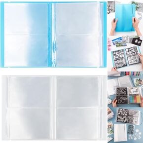 2 Pack Large Sticker Photo Storage Album, Stamp & Cutting Dies Storage Book Organizer Folder for Cards Storage DIY Scrapbooking Card Making Supplies 20 Pages 80 Pockets / Pack ( Clear + Black)