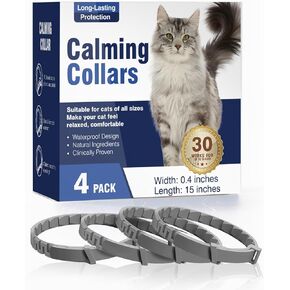 Calming Collar for Cats 4 Pack Cat Calming Collar Calming Cat Collar Relieve Stress and Anxiety Calming Collar Relax Cat Pheromone Collar Suitable for Small Medium and Large Cats Calming Cat Collars