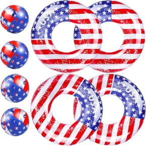 WYTAOHZL 4th of July 36Inch Inflatable Tube Pool Tube 16Inch Inflatable USA Patriotic Flag Floats for Adult Pool Party Independence Day Party