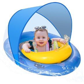 Hyrixdirect Baby Pool Float مع المظلة القابلة للإزالة من 6 إلى 36 شهر