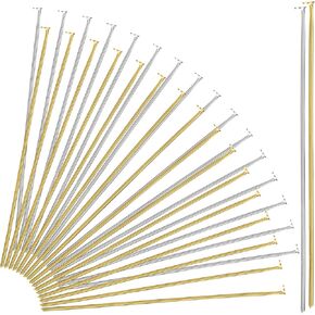 200 Pcs Flat Head Pins for Jewelry Making, 2 Inch/50 mm Gold Silver 22 Gauge Brass Wire Flat Head Pins Straight Metal End Headpins for DIY Crafts Necklaces Bracelets Pendant Earrings Making