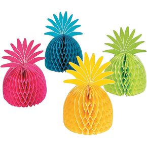 Fun Express Bright Pineapple Tissue Centerpieces - Party Decor - General Decor - Centerpieces - 4 Pieces