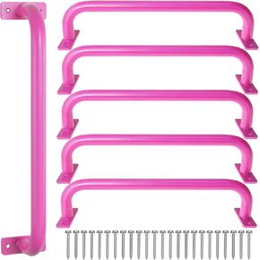 17 Inch Black Metal Safety Handles for Playground 6 Pack - Swing Set Accessories Grab Handles, Playset Hand Grips, Indoor Monkey Bars for Jungle Gym, Playhouse, Climbing Frame