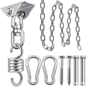 weiatas Hammock Chair Hanging Hardware Kit with Chain and Spring, Heavy Duty Porch Swing Hanger, 360 Swivel Ceiling Hooks for Punching Bag,Gym