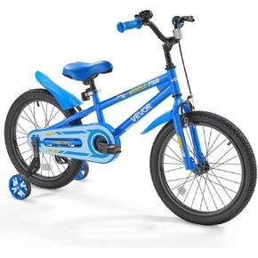 VEVOR Kids Bike, 14 Inches BMX Style Children Bicycle, Rider Height 2.95 ft - 3.77 ft, Training Wheels Included, Sturdy and Easy to Assemble, Toddler Bike for Boys & Girls Learning to Ride, Blue