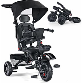 دراجة ثلاثية العجلات القابلة للطي للأطفال ، 8 in1 in1 baby trike w/canpoy و parental rod ، عربة أطفال صغيرة للأطفال