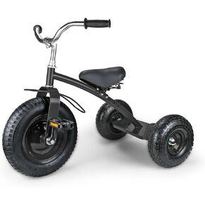 Gener8 Deluxe Tricycle for Kids Durable Steel Frame Inflatable Rubber Tires Adjustable Seat Perfect for Toddlers Ages 3-7 Black Promotes Balance Coordination & Independence