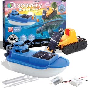Discovery Kids #MINDBLOWN Solar Land and Sea Vehicles, Kid’s DIY STEM 26-Piece You-Build-It Experiment Set for Children Ages 6+ and Older, 7 Renewable Energy Hands-On Learning Activities