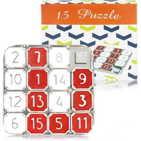 Slide Puzzle, Number Puzzle, Red and White Number Sliding Educational Learning Games, Kids Games, Toys for Ages 3+, Gifts for Teen