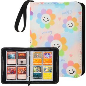 Trading Card Binder with 50 Removable Sleeves, 4-Pocket Organizer for 400 Cards - Album for Sports, Game, and Collectible Cards - Durable Storage Case for Girls, and Boys (Penguin)