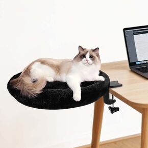 Cat Desk Bed,Cat Desk Perch Hammock for Workspace - Adjustable Rotating Soft Kittens Bed for Home Office with Removable & Washable Cover, Cats Bed Desk Mount Hold UP to 50LBS, Black