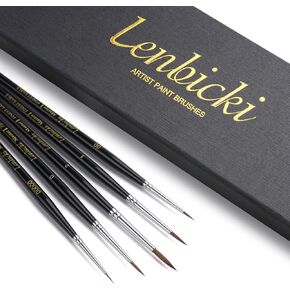 Kolinsky Sable Brushes Miniature 5PCS Professional Fine Detail Micro Paint Brush Set for Watercolor, Acrylic, Oil, Model, Paint by Numbers