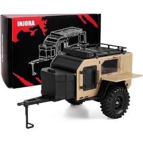 INJORA Off-Road Camping Trailer for 1/18 1/24 RC Crawlers TRX4M SCX24 Upgrade(Sandy Taupe)