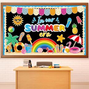 ZOIIWA Summer Bulletin Board Classroom Decorations Summer Rainbow Bulletin Board Set Hawaiian Tropical Themed Paper Cutouts for Classroom Window Wall Home Office School Party Decorations