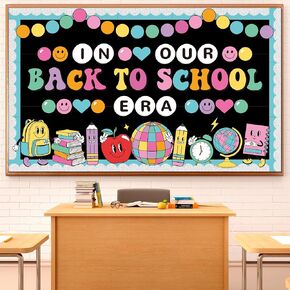 Welcome Back to School Bulletin Board Welcome Back Classroom Decoration Hippie Retro Bulletin Board Set in Our Back to School Era Cutouts for School Chalkboard Wall Door Decor Supply