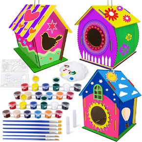 Heyzeibo 2Pack Bird House Craft Kits for Kids to Build and Paint Birdhouse, DIY Wooden Arts and Crafts Easter Gifts for Girls Boys Toddler