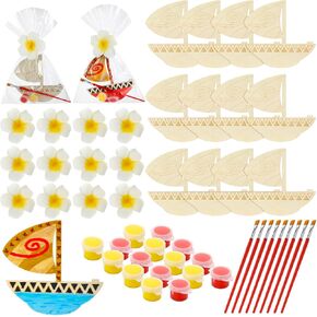 12 Sets Mna Paint Your Own Island Princess Party Favors DIY Wood Painting Craft Kit Mna Themed Birthday Party Favors Color Your Own Art Craft Kit Supplies for Tropical Luau Birthday