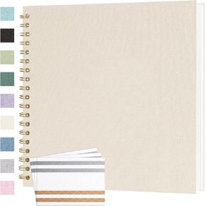Scrapbook Photo Album 8x8 Inches 40 Pages Hardcover Kraft Paper Linen Cover Scrap Book Memory Book DIY Scrapbook Albums for Wedding Baby Boyfriend Travel Anniversary Family, Beige