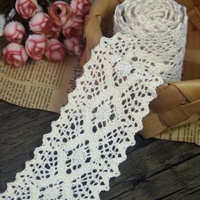 Lace Ribbons for Crafts, Cotton Lace Trim for Sewing, Vintage Lace Fabric, Sewing Lace Fabric by the Yard, 2.2 Inch Lace Ribbon Used for Diy Decoration, Decals, Crafts, Bridal Wedding(10 Yards, Beige) in Kuwait