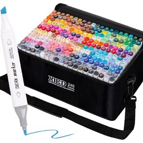 Alcohol Markers, 240 Colors Premium Alcohol Markers Set with Adjustable Shoulder Strap for Beginners & Artists in Coloring or Sketching