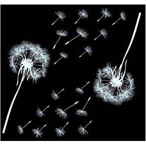 Dandelion 2 pcs 4 Inch White Fused Glass Decals
