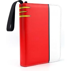 SAVITA Trading Card Binder 4 Pocket, Durable PU Leather Collection Album for Graded Card with Removable Sleeves & Zipper Closure for Game Cards