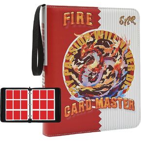 High Grade Trading Card Binder for Collectors 900 Pockets Deluxe 9-Pocket Zipper 3 Rings Binder Album Holder (Orange, 900)