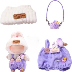 Pink Clothes for Labubu, Handcrafted Crochet 3-Piece Set for 17cm Labbu, Premium Outfit with Accessories for Labubu, Stylish Clothes for Labubu (Pink)
