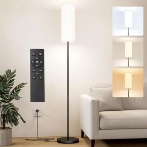 Keepsmile LED Floor Lamps for Living Room,Dimmable Floor Lamp with Remote,Custom Tall Lamp for Bedroom with 12W LED Bulb,Pole Light with Lamp Shade Foot Switch,Modern Standing Lamps for Office Dining