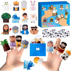 WATINC Bible Story Finger Puppets Set of 6 - Finger Puppet Toys with Movable Eyes, Educational Gift for Kids & Family Storytelling Party Favors for Kids