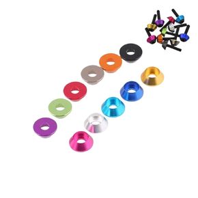10pcs M2 M2.5 M3 M4 Aluminum Colorful Anodized Washer RC Car Flight Model Gasket for Cup Head Hex Socket Screw Bolt(M4-Green)