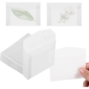Glassine Envelopes 3.9 x 2.7in,100 PCS Vellum Glassine Lottery Ticket Holders Envelopes,Semi-Transparent Clear Envelope,Acid-Free,Translucent,Sealing,Collecting, Invitation,Stamp Collecting Supplies