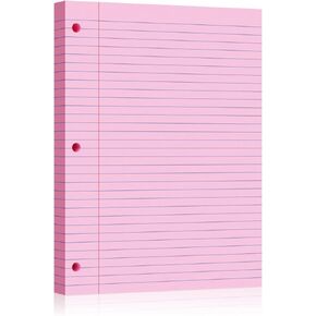 Pink Loose Leaf Paper 100 Sheets 8" x 10.5" Filler Paper, College Ruled 3-Hole Punched, Notebook Paper for 3-Ring Binders Notepad Writing Note Pads To-Do Lists for Office & School Supplies