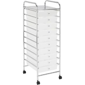 عربة الهاتف المحمول 10-DRAWER REALSPACE ، 35-13/16 "H x 12-5/8" W x 14-3/8 "D ، أبيض/كروم