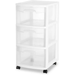 "3-Drawer Storage Cart on Wheels with Locking Casters - White Rolling Organizer for Home, Office, Closet | Mobile Drawer Storage Cart"