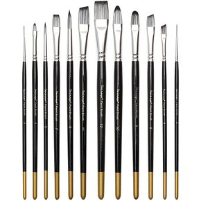 HBJWOV Artist Paint Brush Set of 12 Professional Painting Brushes for Watercolor Acrylic Gouache Oil and Tempera Painting