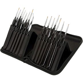 HBJWOV 15Pcs Detail Paint Brush Set Miniature Painting Brushes Kit Professional Mini Paint Brushes Set with Carrying Case