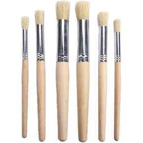 HBJWOV 6pcs/Set Watercolor Painting Stencil Brush Different Size Wooden Handle Art Supplies