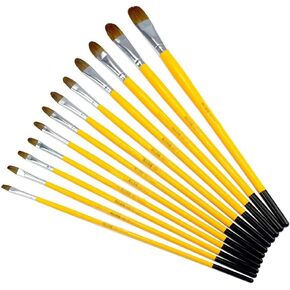 HBJWOV 6pcs/Set Hair Brush Gouache Watercolor Acrylics Oil Brush Painting Brushes Long Wood Pole Profession Art Supplies