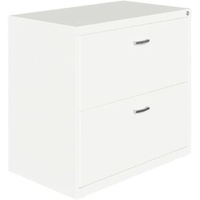 Hirsh Home Office Style Lateral Metal File Cabinet 30 in. Wide 2 Drawer White, Fully Assembled