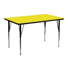 EMMA + OLIVER 24x48 Oak HP Laminate Adjustable Activity Table