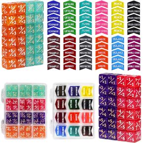 108PCS MTG Keyword Counters Tokens & 12mm MTG Life Counter Dice Set for Magic Card with Box, Compatible with Magic CCG Card Gaming Accessories
