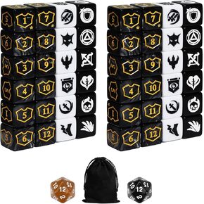50 Pieces Abilities Keywords Counter Dice MTG Dice Plus 1 Counters Bulk Creature Stats Buff Tokens Dice Set, Compatible with MTG, TCG, Magic Card Games Accessories